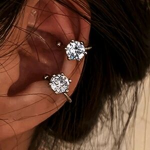 3/$15 - 1 Pair Fashionable Rhinestone Ear Cuffs, Silver Tone